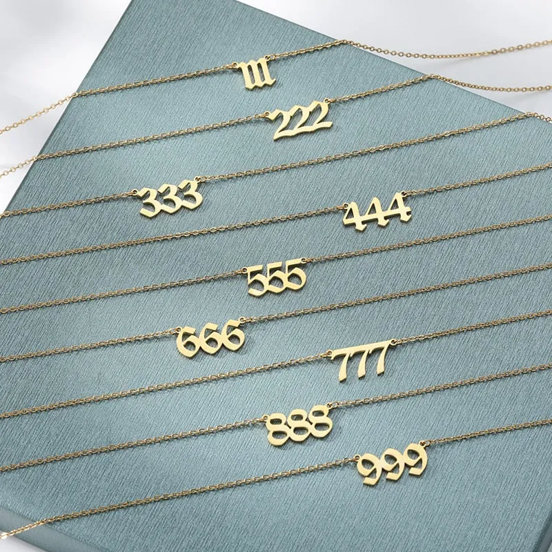 111 222 333 444 555 666 777 888 999 Necklaces For Women Men Rose Gold