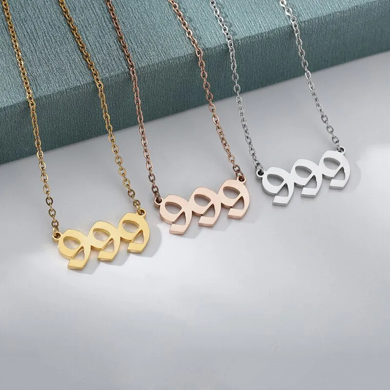111 222 333 444 555 666 777 888 999 Necklaces For Women Men Rose Gold