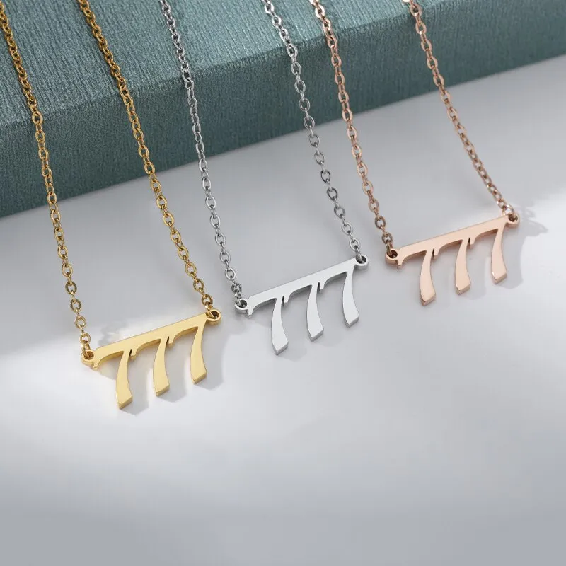 111 222 333 444 555 666 777 888 999 Necklaces For Women Men Rose Gold
