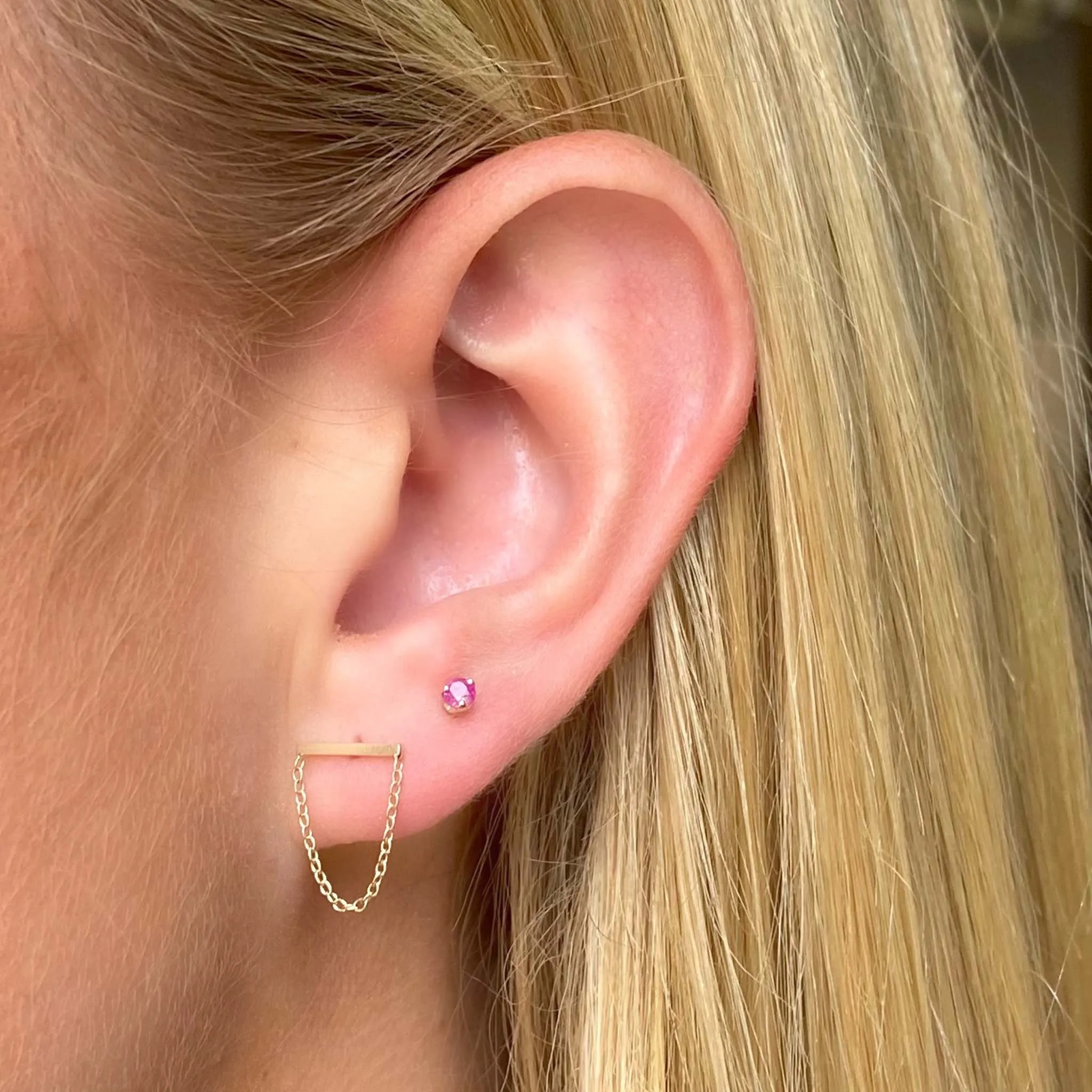 14k Bar Chain Drop Earrings