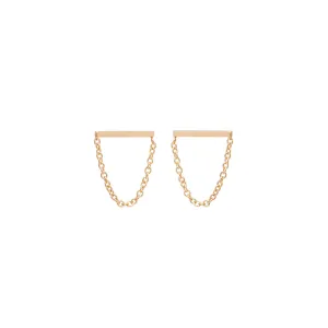 14k Bar Chain Drop Earrings