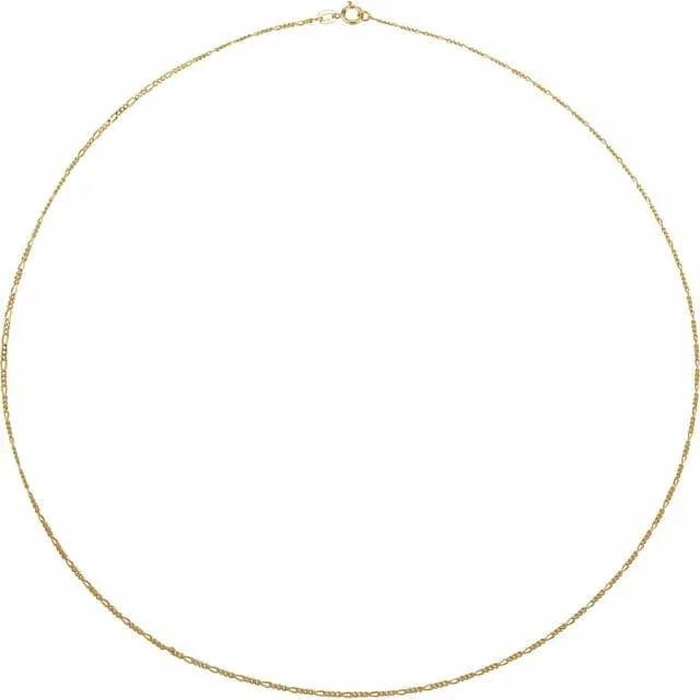 14k Yellow Gold Concave Figaro Chain