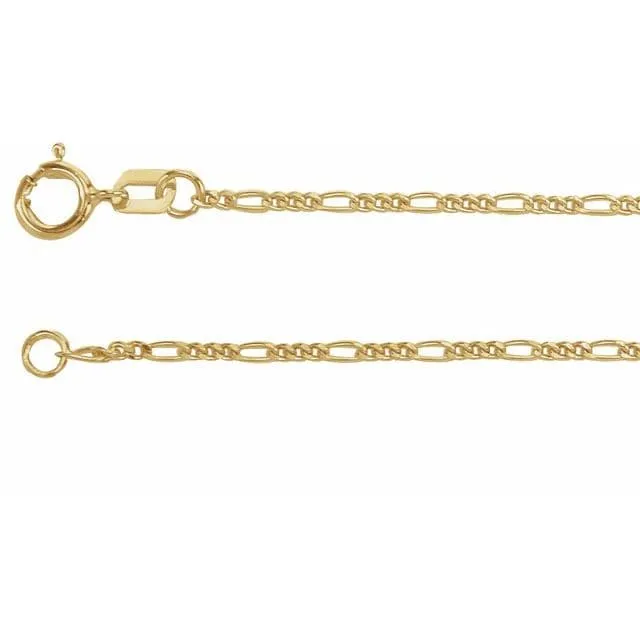 14k Yellow Gold Concave Figaro Chain