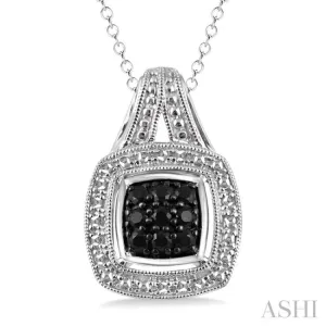 1/5 Ctw Cushion Shape Trillion Cut Black Diamond Pendant in Sterling Silver with Chain 1/5 Ctw Cushion Shape Trillion Cut Black Diamond Pendant in Sterling Silver with Chain