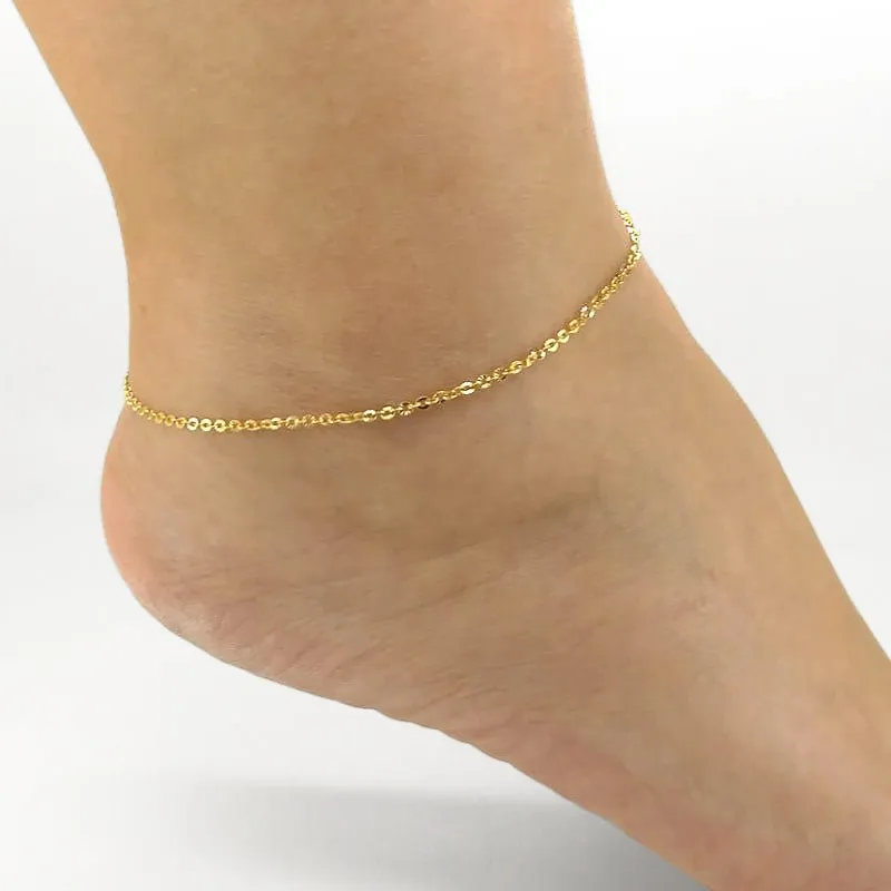 18k Yellow Gold 2mm Chain Anklet