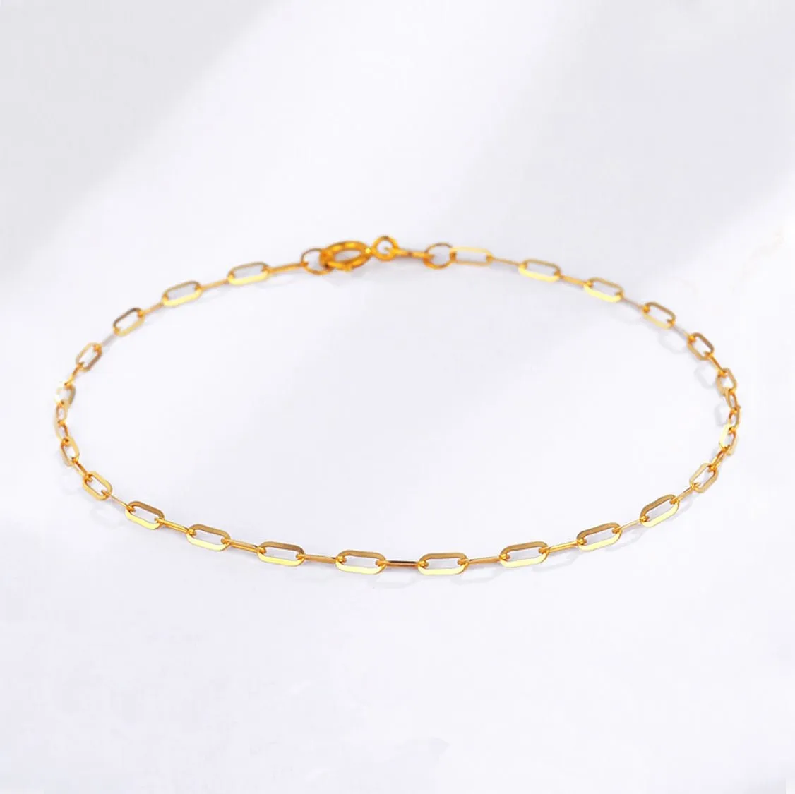 18k Yellow Gold Oblong Link Anklet