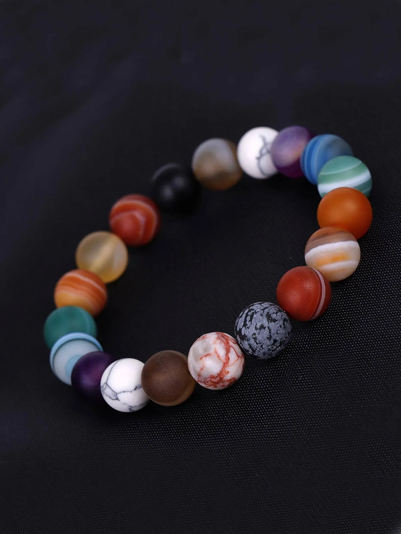 1pc Boho Colorful Beaded Bracelet Planets Pattern Women Bracelet Stackable