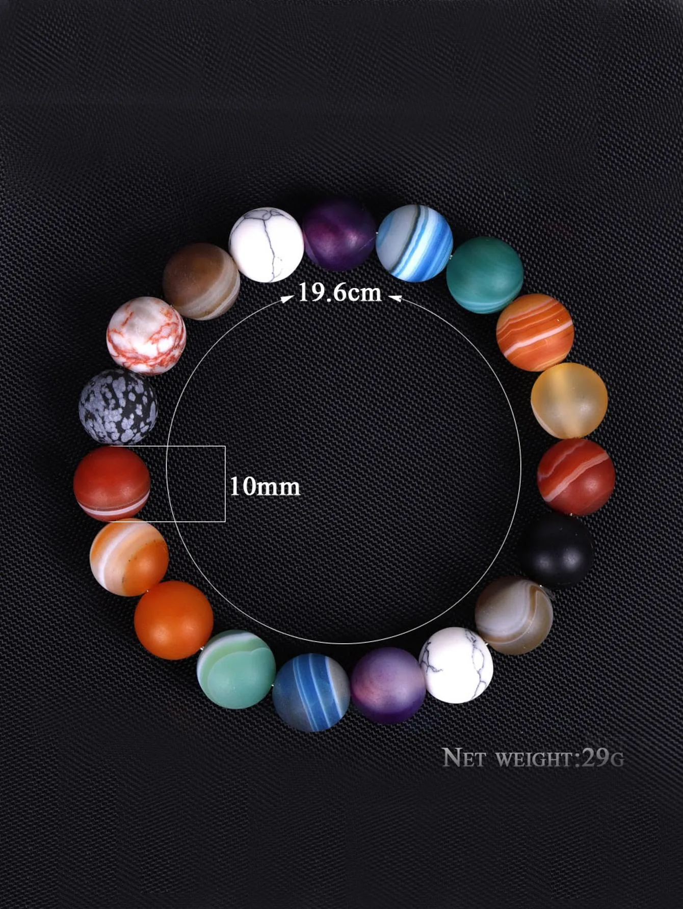1pc Boho Colorful Beaded Bracelet Planets Pattern Women Bracelet Stackable
