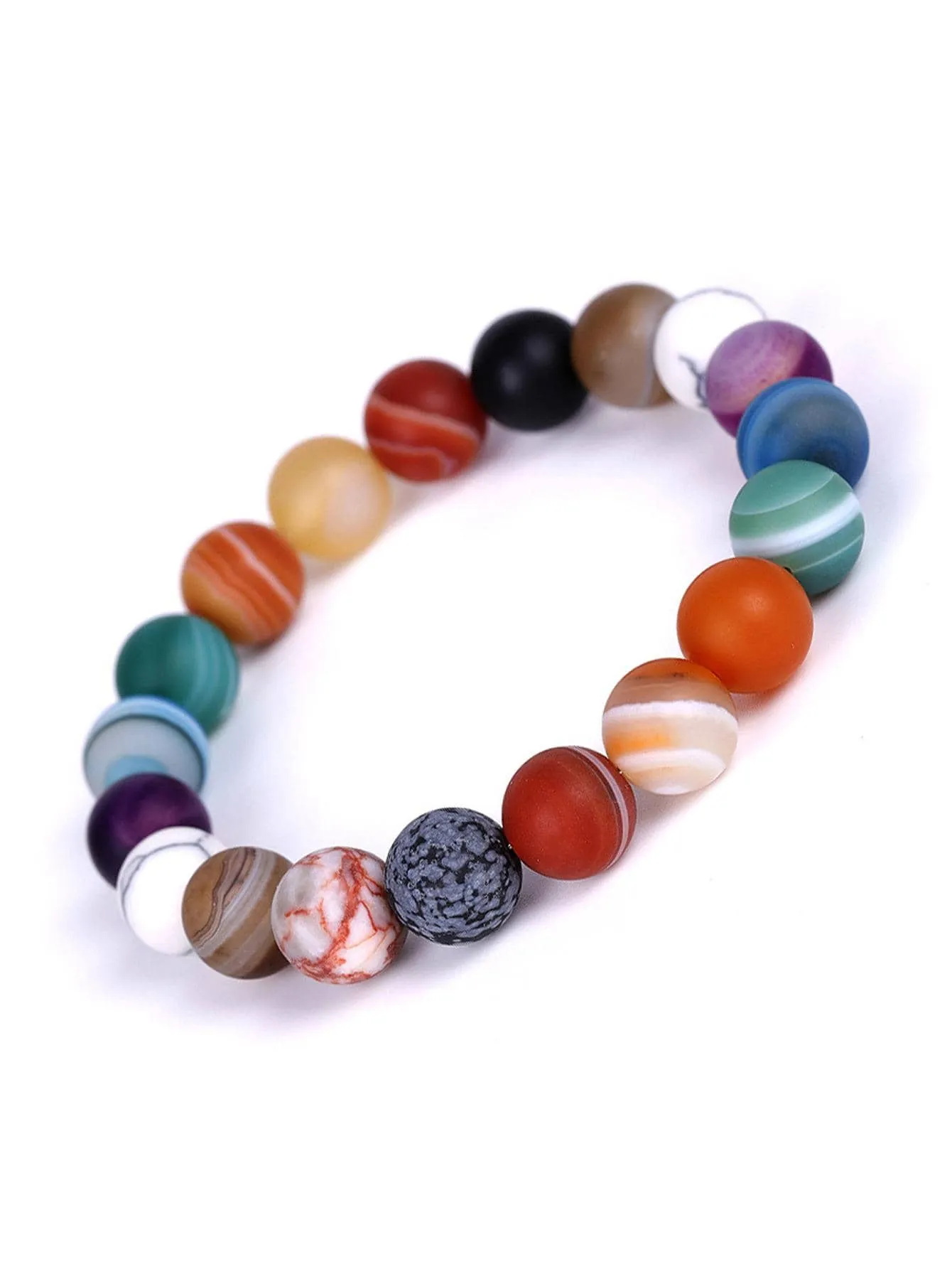 1pc Boho Colorful Beaded Bracelet Planets Pattern Women Bracelet Stackable