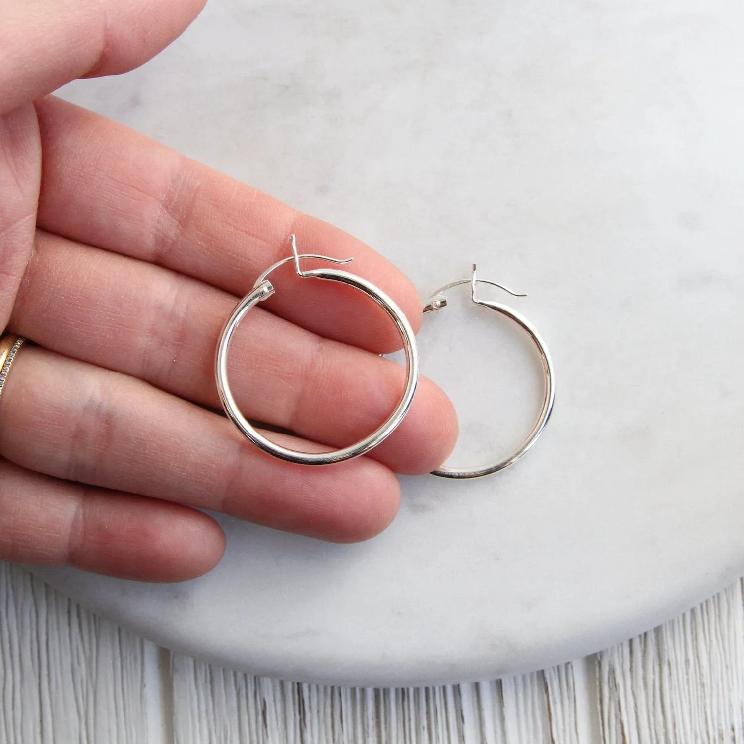 30mm Sterling Silver Tube Hoop.