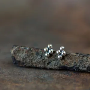 6x4.5mm Beaded Diamond Shape Stud Earrings