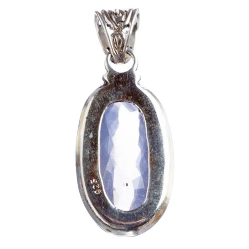 925 Sterling Silver Natural Gemstones Pink Amethyst Pendant FJSVP2075