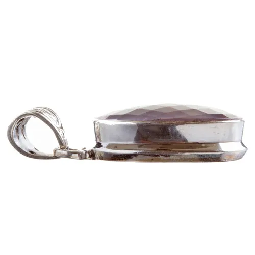 925 Sterling Silver Natural Gemstones Pink Amethyst Pendant FJSVP2075