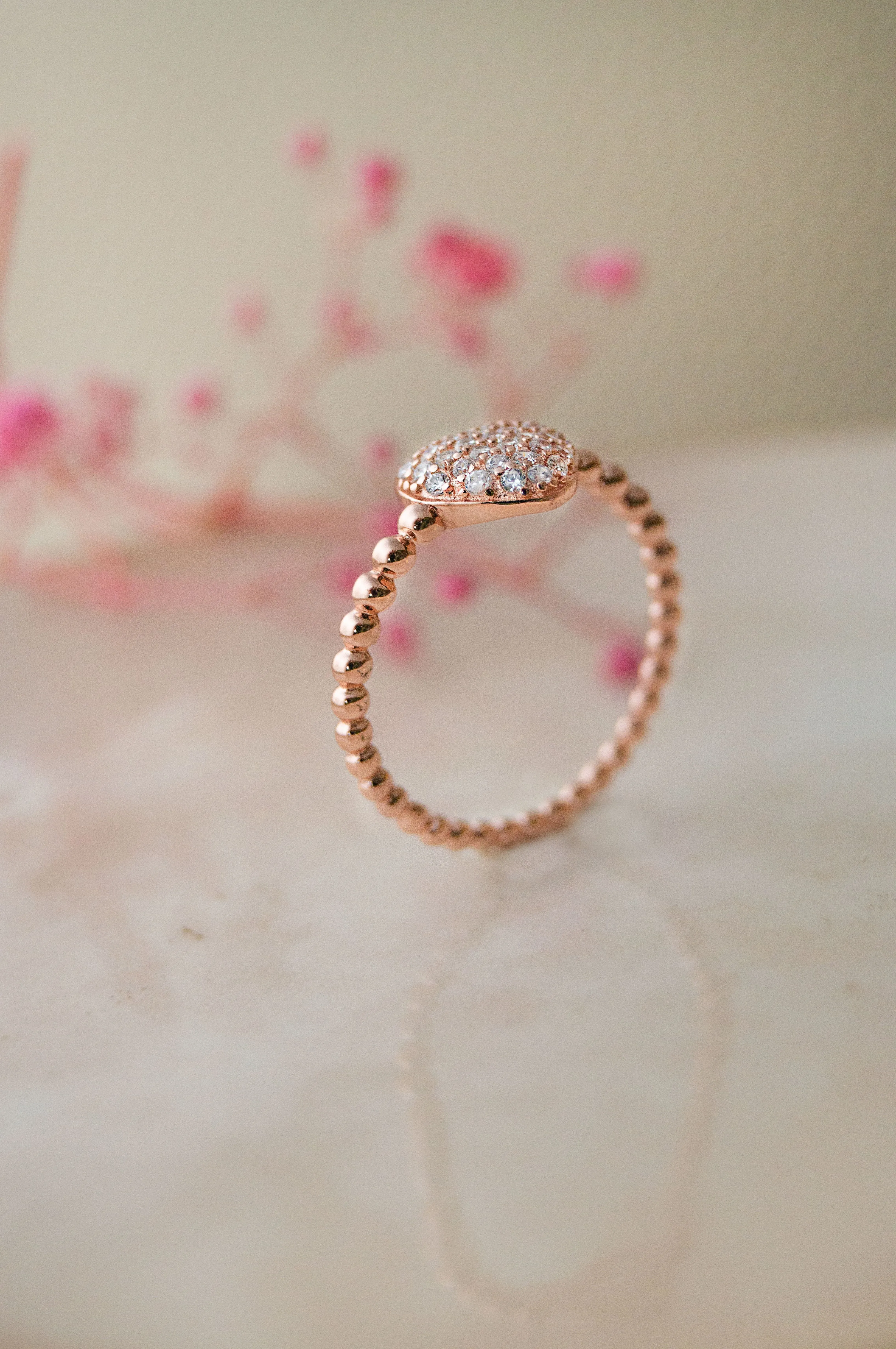 Adorable Cluster Heart Rose Gold Plated Sterling Silver Ring
