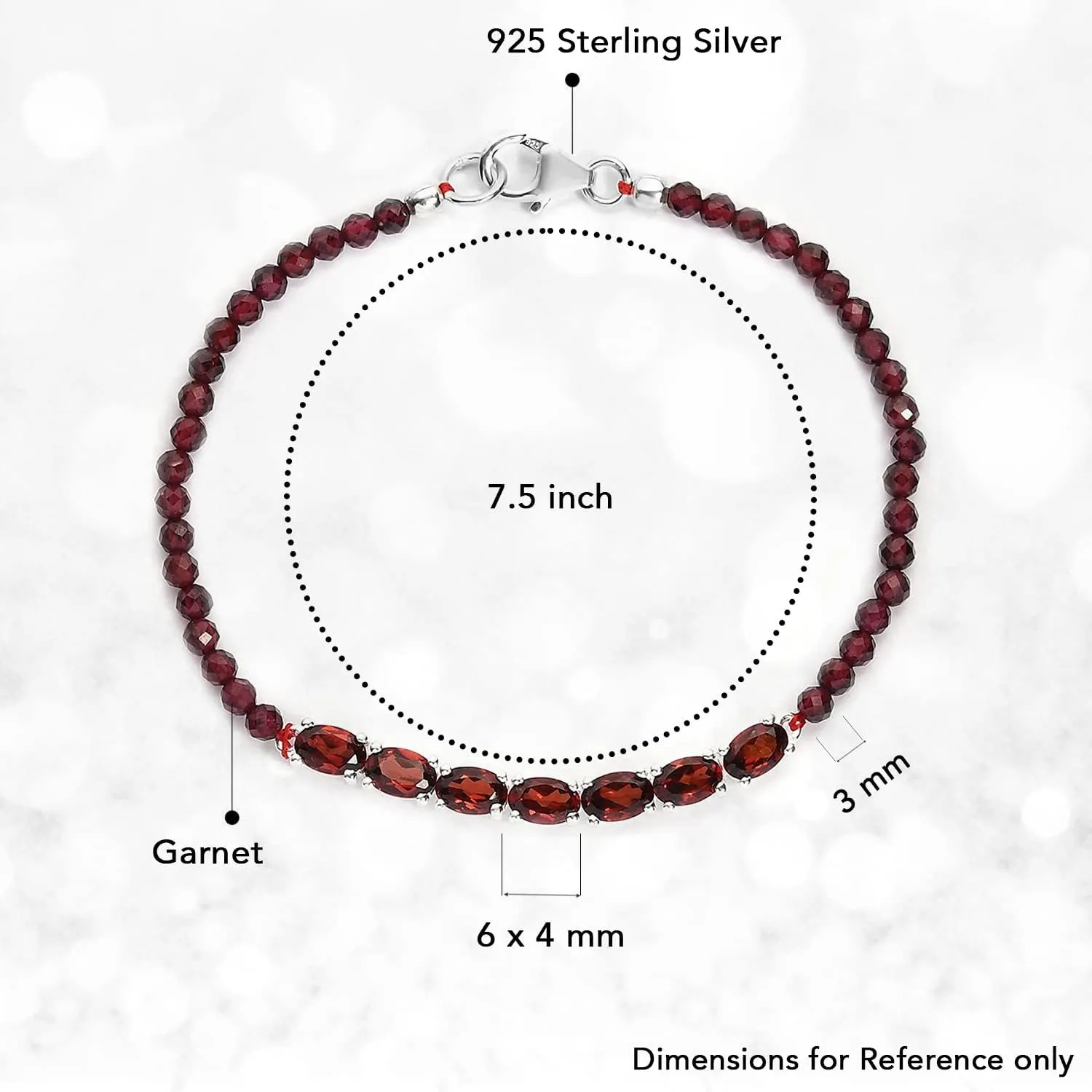 Beaded Birthstone Bracelets for Women in 925 Sterling Silver - Bead Charm Bracelet Adjustable Anniversary Promise Gemstone Jewelry Birthday Mothers Day Gifts