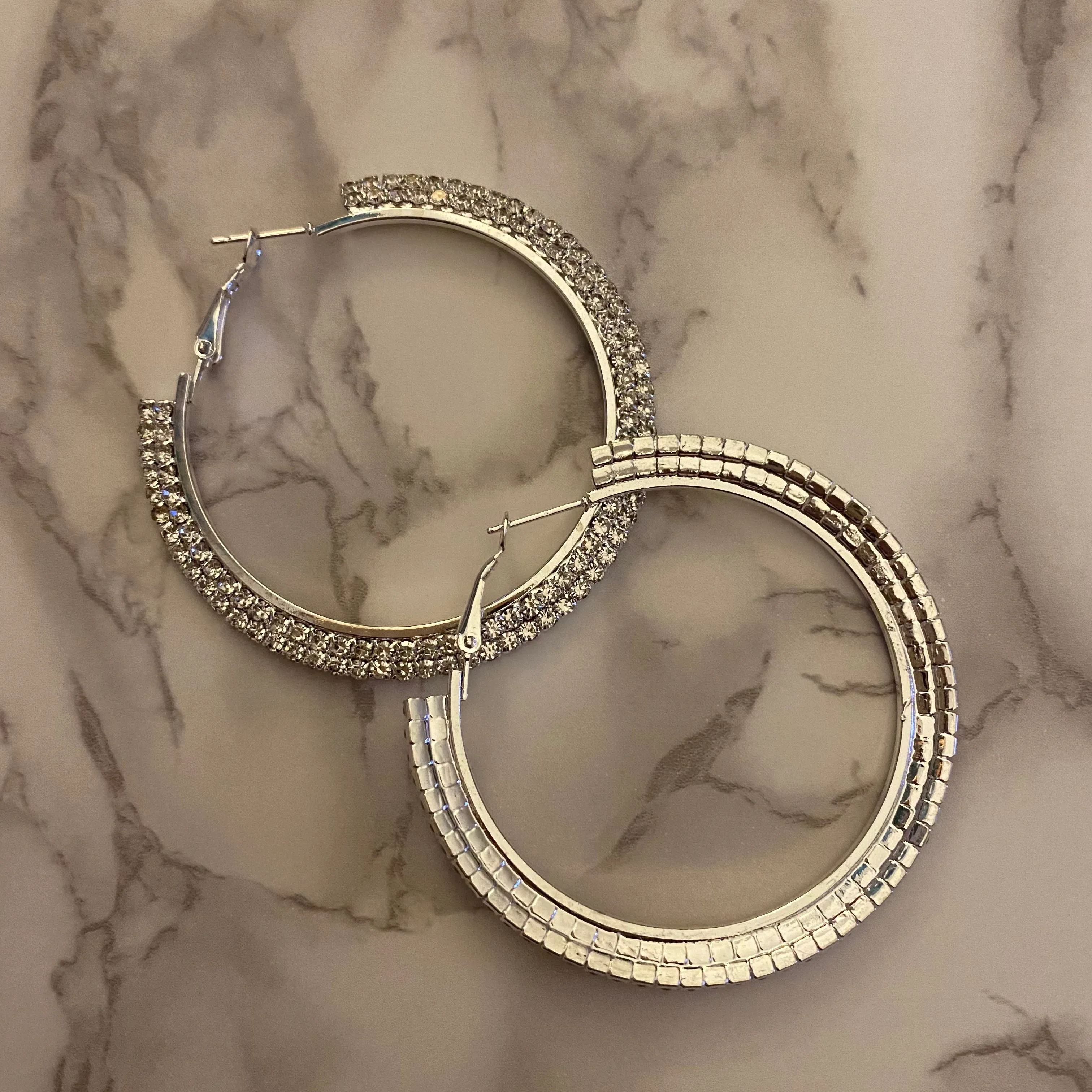 Blingy Silver Hoop Earrings