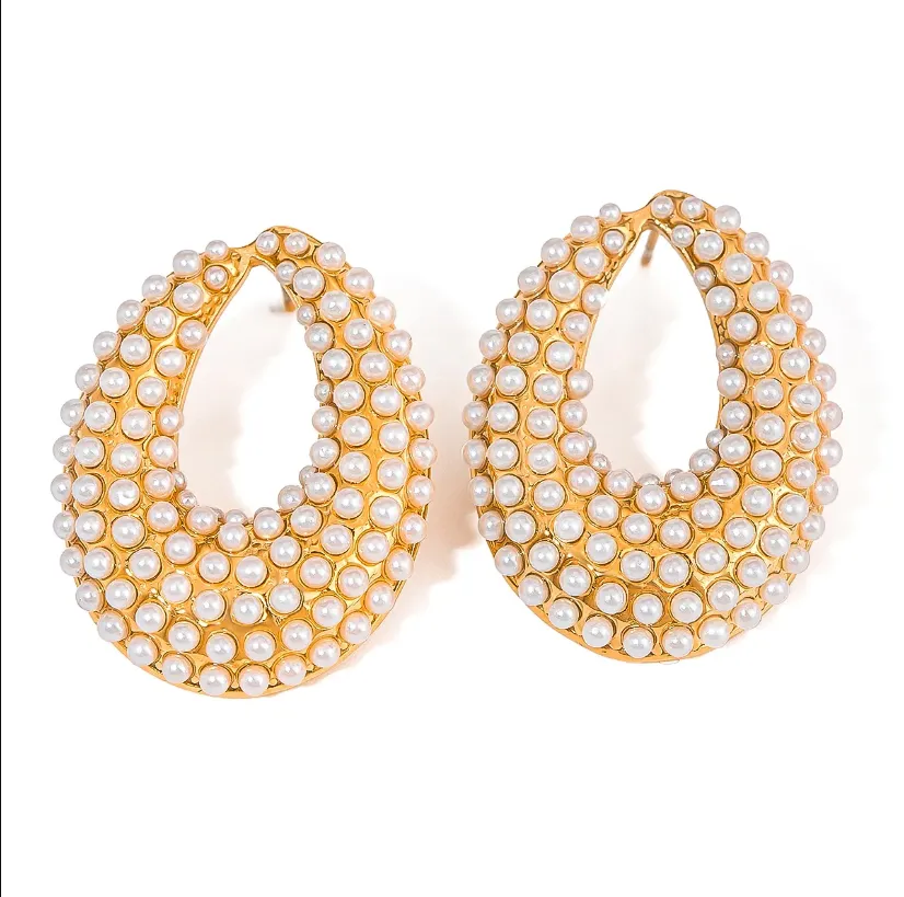 Bold Pearl Hoop Earring
