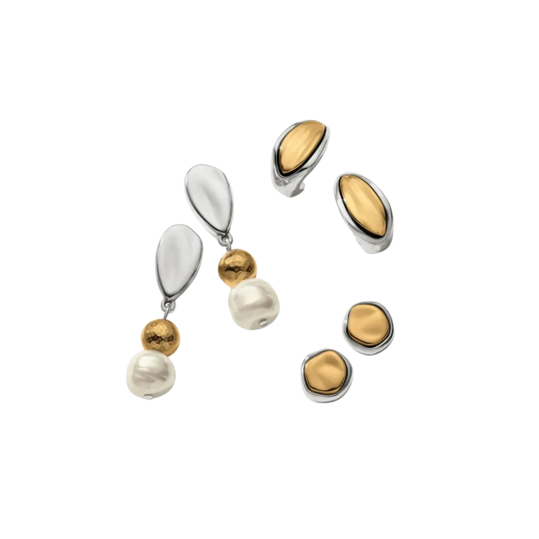 Brighton Women's Cascade Round Silver Gold Earrings