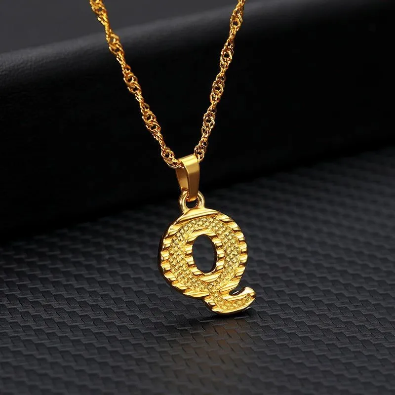 Capital Letter Necklaces Charm Jewelry NCJSOII24 Stainless Steel Golden Color