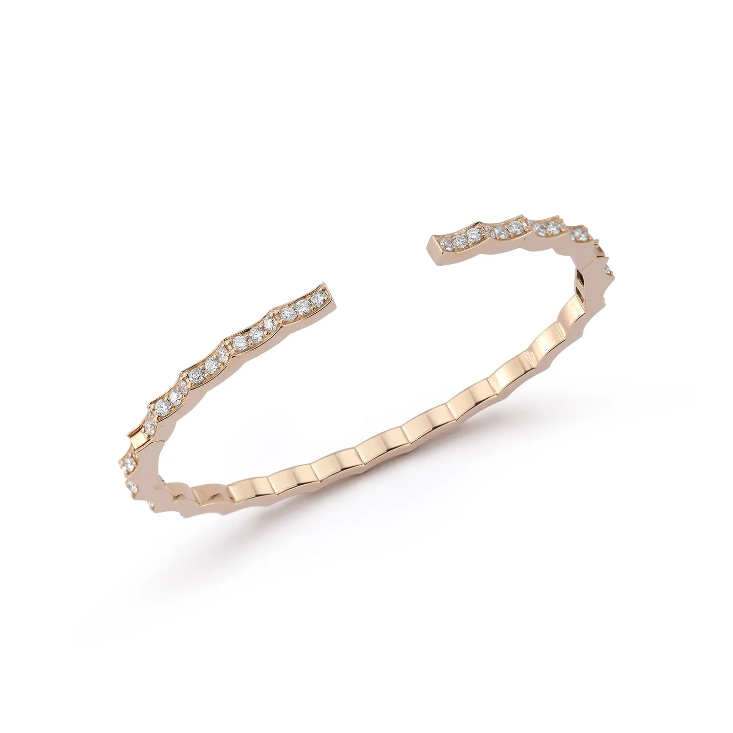CII 18K GOLD AND DIAMOND SCALLOPED HINGE BRACELET