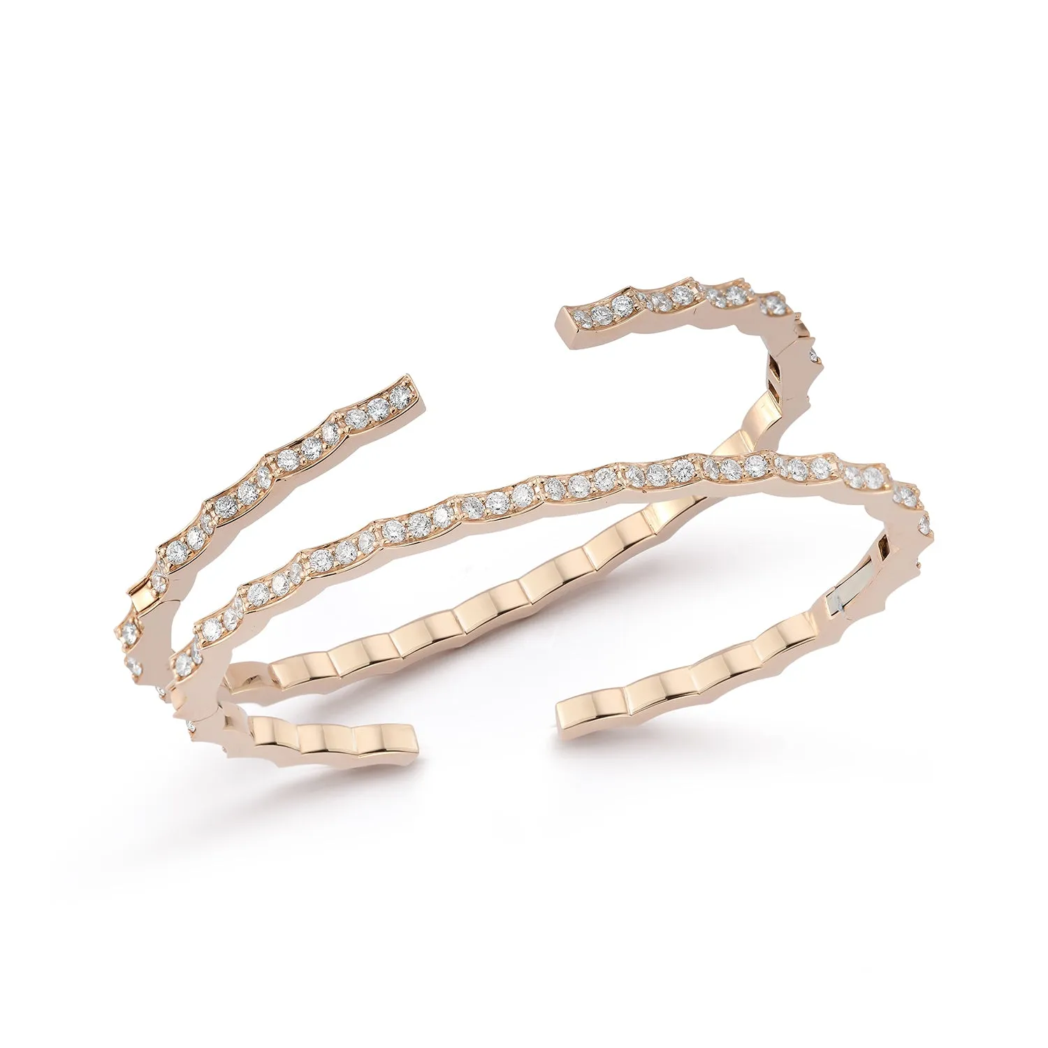 CII 18K GOLD AND DIAMOND SCALLOPED HINGE BRACELET