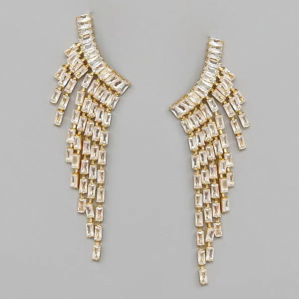 CZ Pave Fringed Statement Earrings