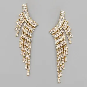 CZ Pave Fringed Statement Earrings