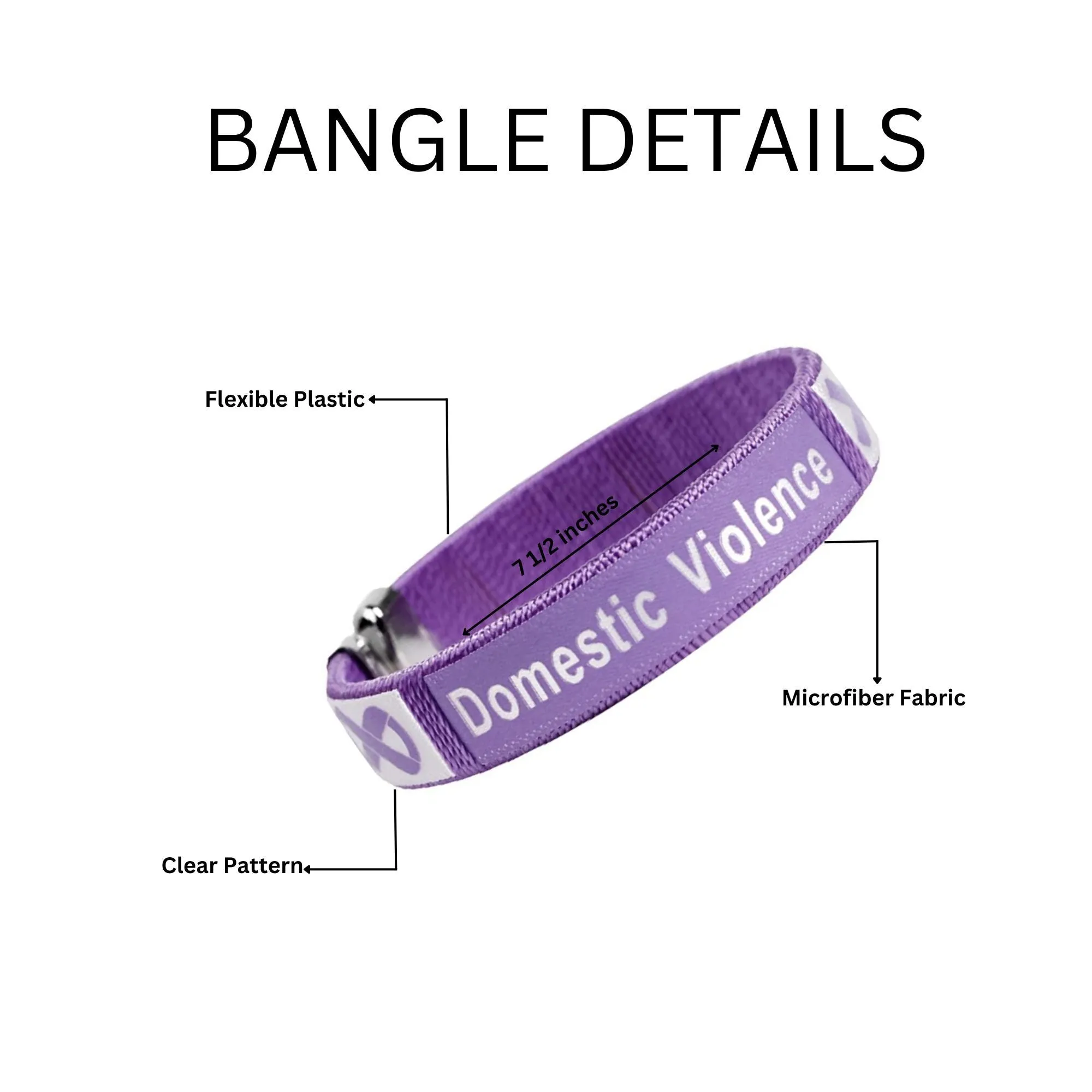 Domestic Violence Awareness Purple Ribbon Bangle Bracelets