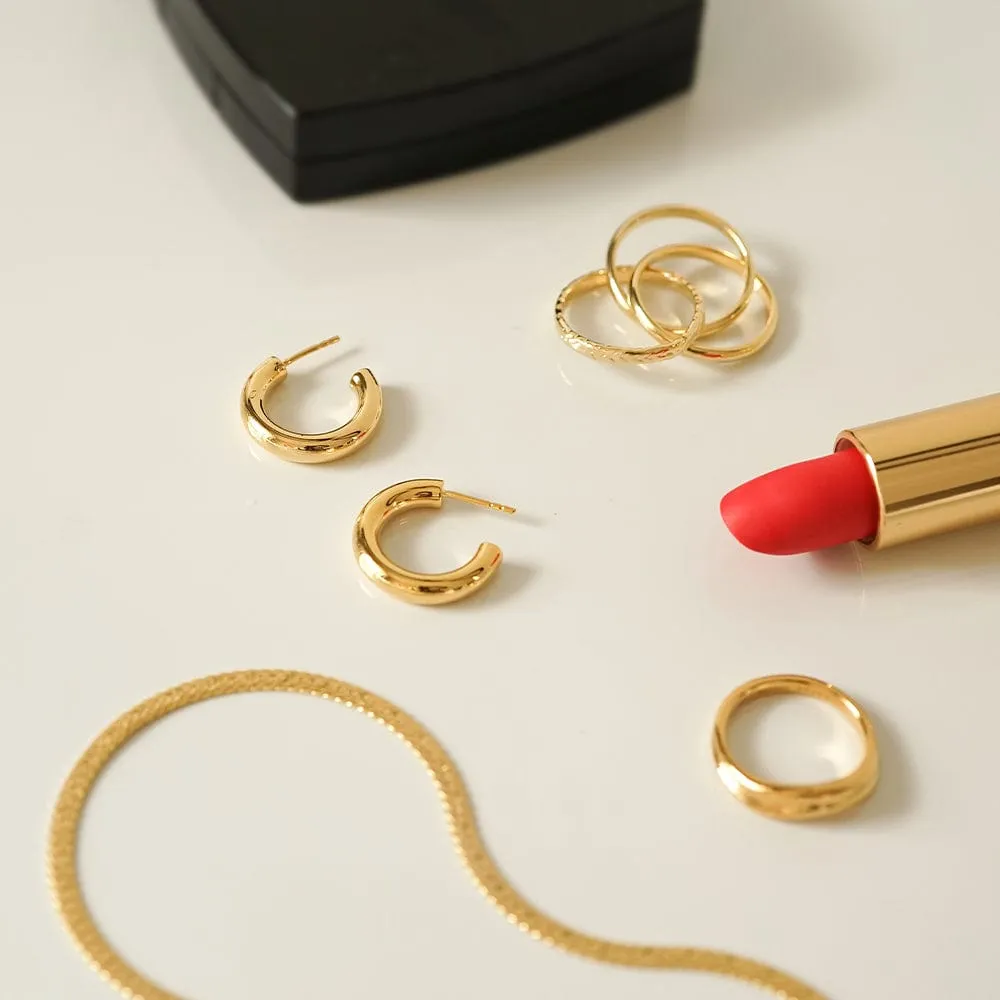 Double Bold Earring Stack 18ct Gold Plate