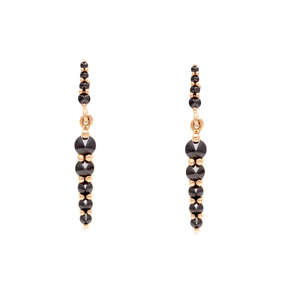 Double Pointe Drop Earrings - 14k Gold & Black Diamonds
