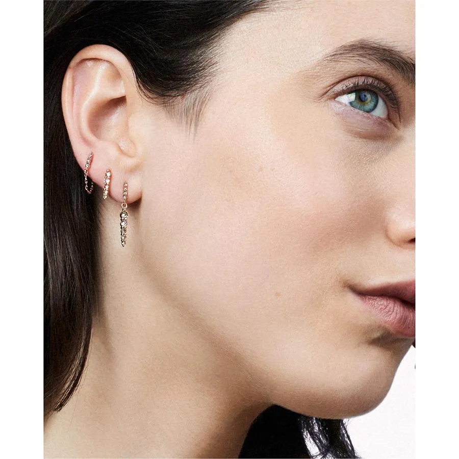 Double Pointe Drop Earrings - 14k Gold & Black Diamonds