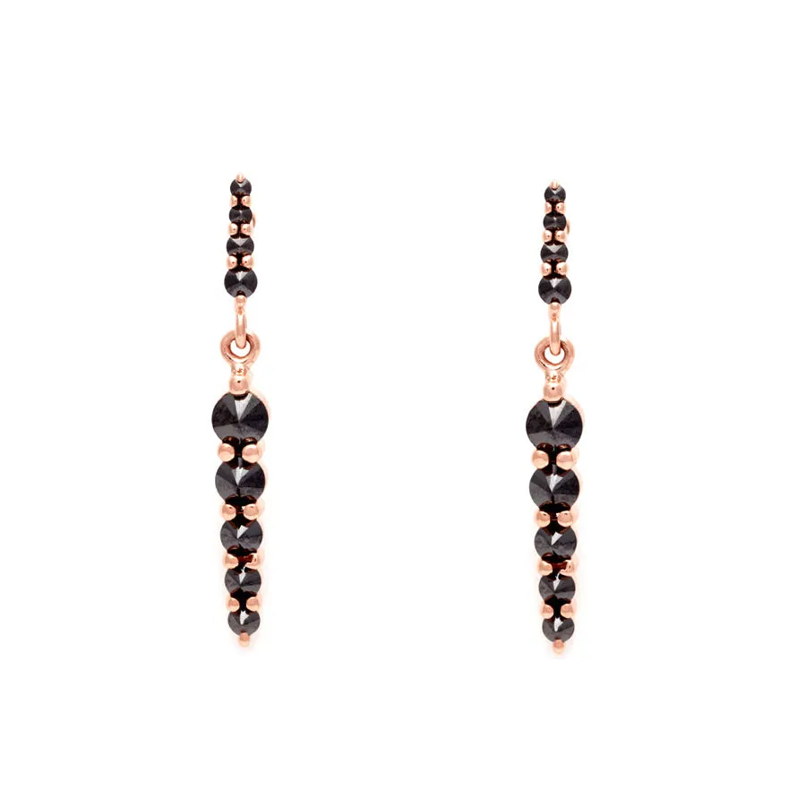Double Pointe Drop Earrings - 14k Gold & Black Diamonds