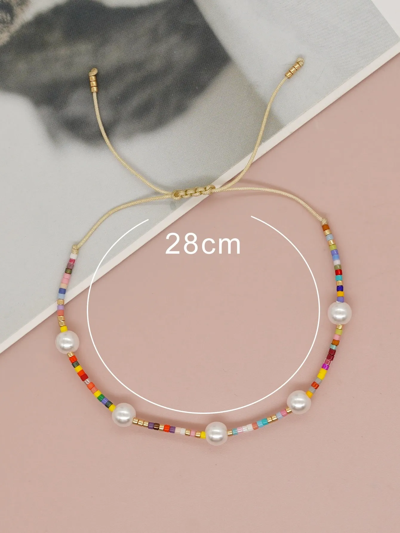 Faux Pearl Decor Colorful Beaded Bracelet Women Bracelet Stackable Bracelet