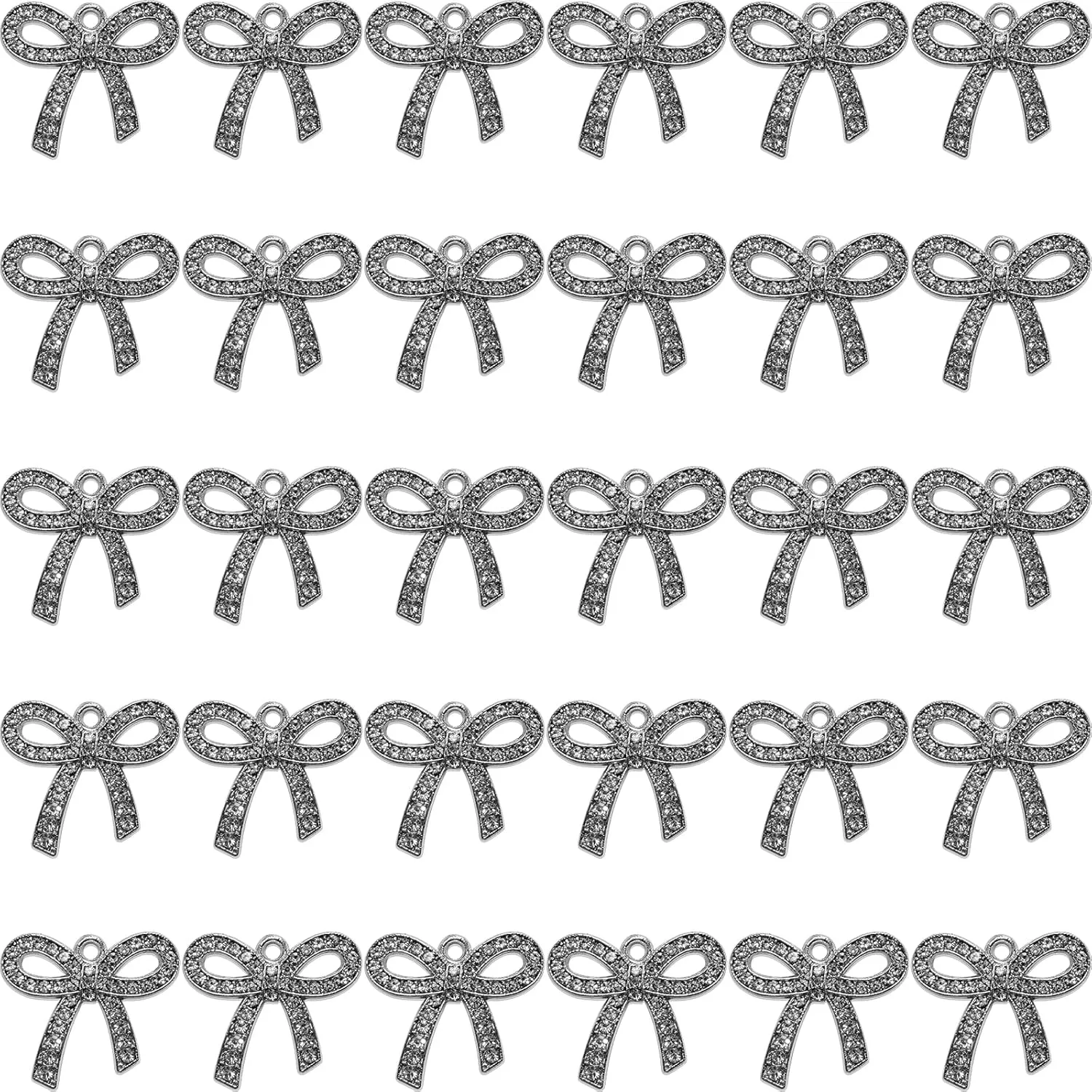 Glass Bow Charms Crystal Rhinestone Bowtie Pendants Gold Silver Plated Alloy for DIY Craft Bracelet Necklace Earring Jewellery Making
