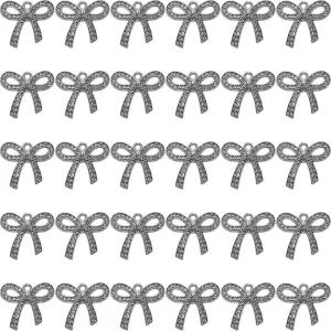 Glass Bow Charms Crystal Rhinestone Bowtie Pendants Gold Silver Plated Alloy for DIY Craft Bracelet Necklace Earring Jewellery Making