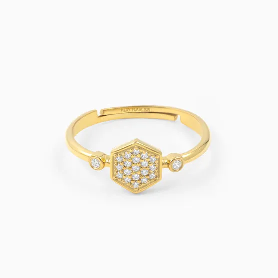 Hexagonal Silver Ring