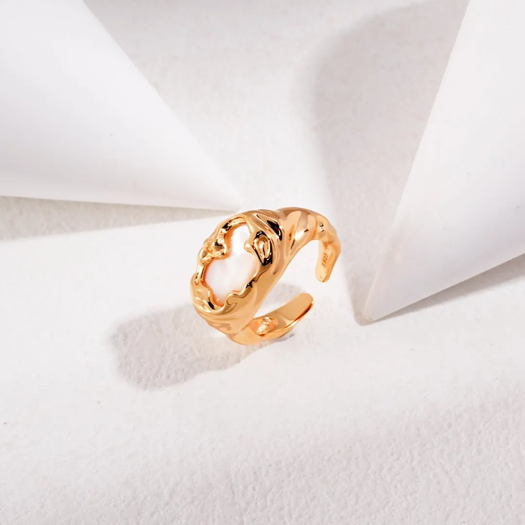Irregular Texture Mother-of-pearl Ring