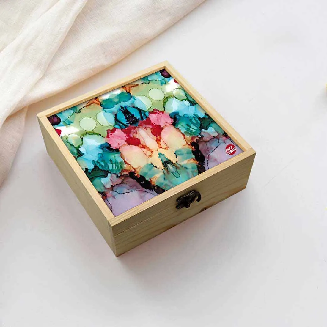 Jewellery Box Makepup Organizer -  Alcohol Ink Styled Design