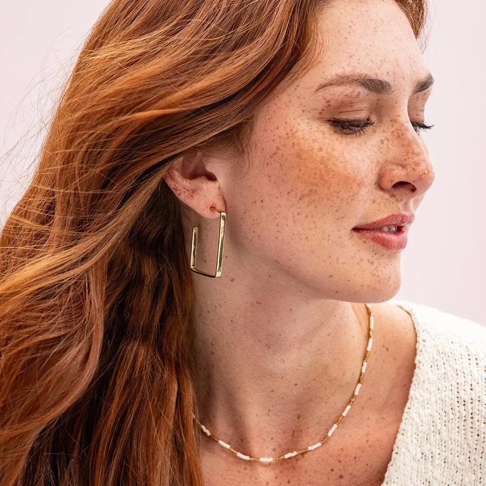 Leah Square Hoop Earrings | Ink   Alloy