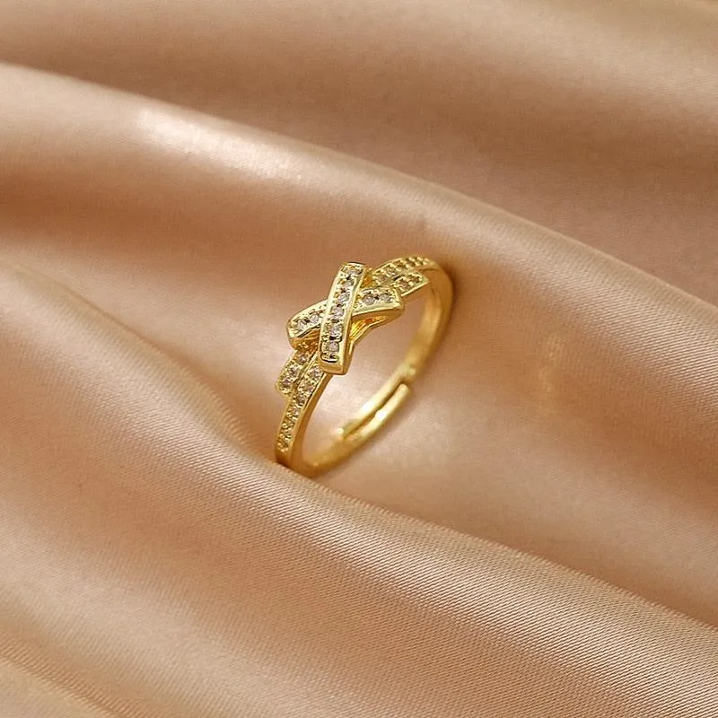 Luxury Gold Color Pearl Zircon Rings for Woman