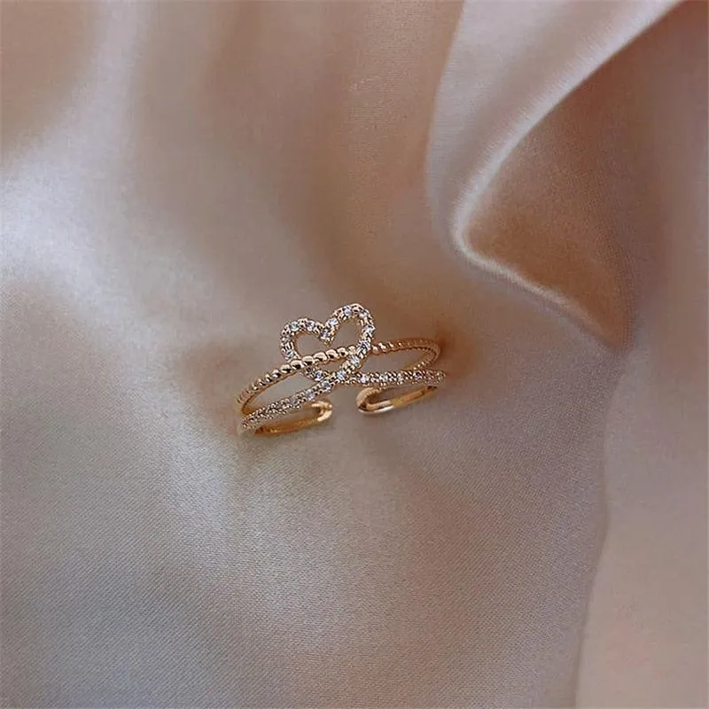 Luxury Gold Color Pearl Zircon Rings for Woman