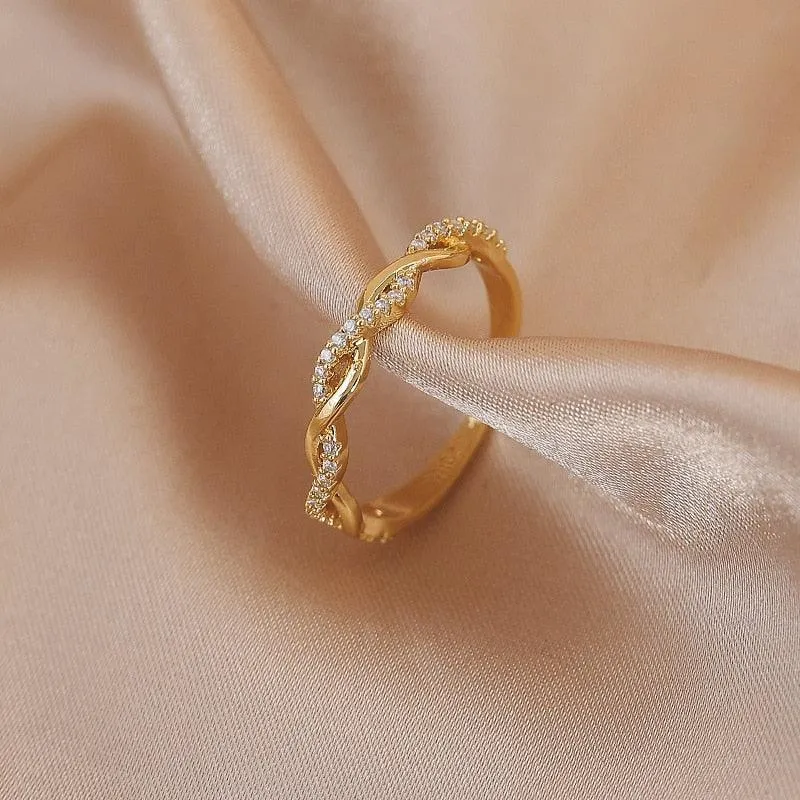 Luxury Gold Color Pearl Zircon Rings for Woman
