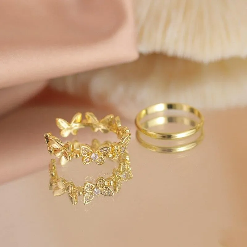 Luxury Gold Color Pearl Zircon Rings for Woman