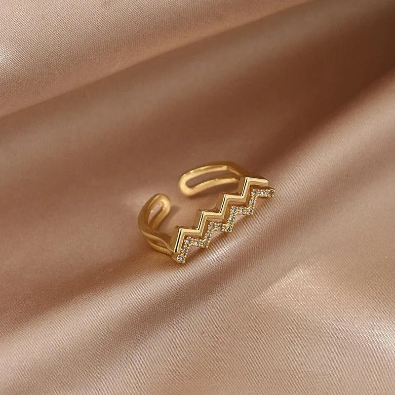 Luxury Gold Color Pearl Zircon Rings for Woman