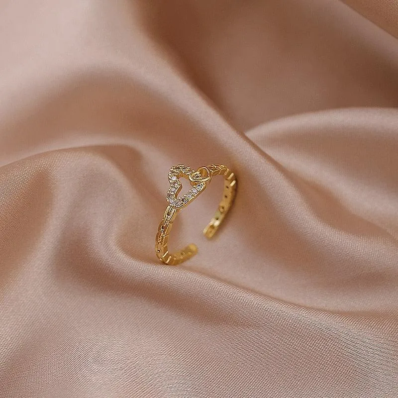 Luxury Gold Color Pearl Zircon Rings for Woman