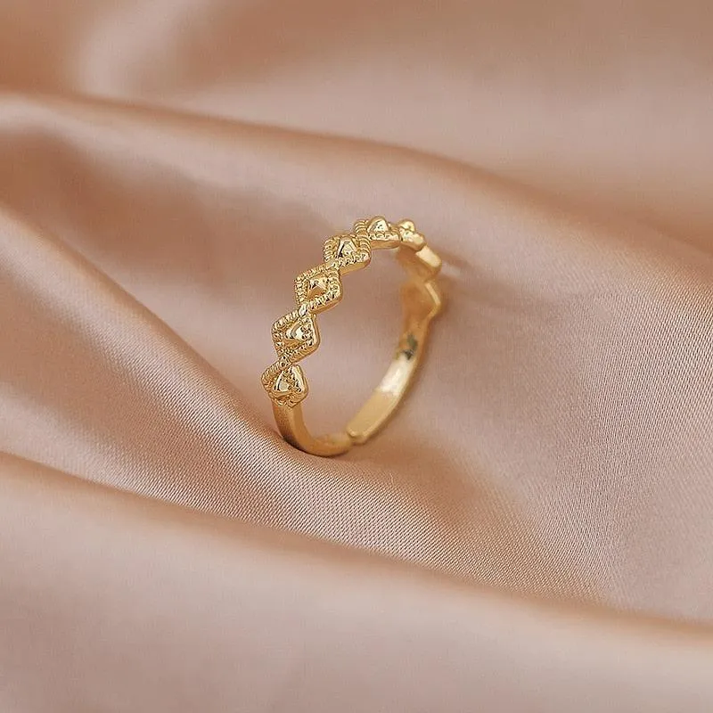 Luxury Gold Color Pearl Zircon Rings for Woman