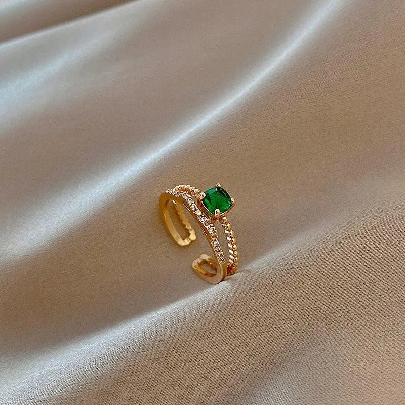 Luxury Gold Color Pearl Zircon Rings for Woman