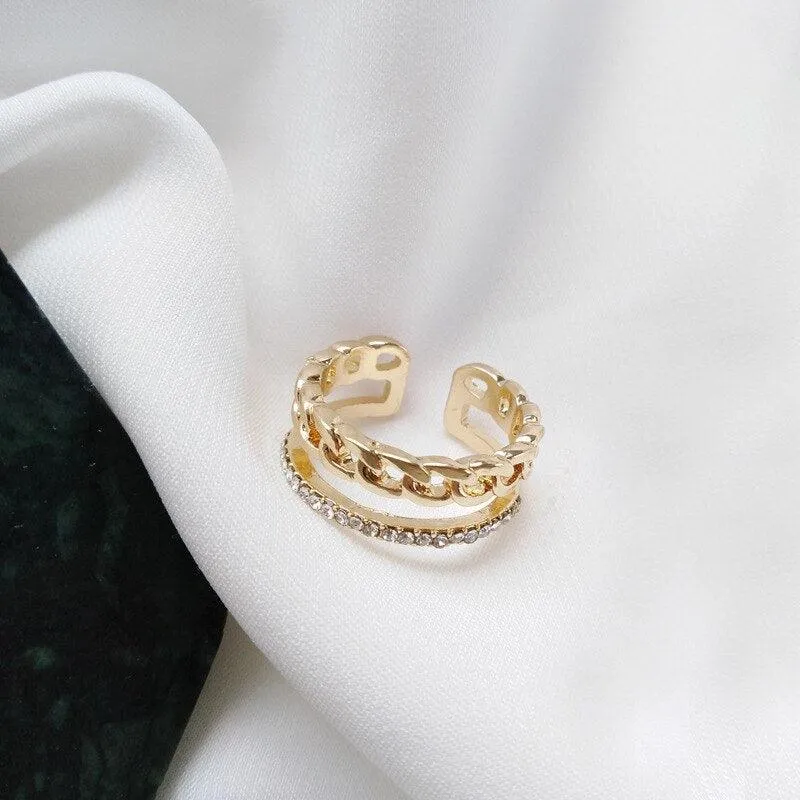 Luxury Gold Color Pearl Zircon Rings for Woman