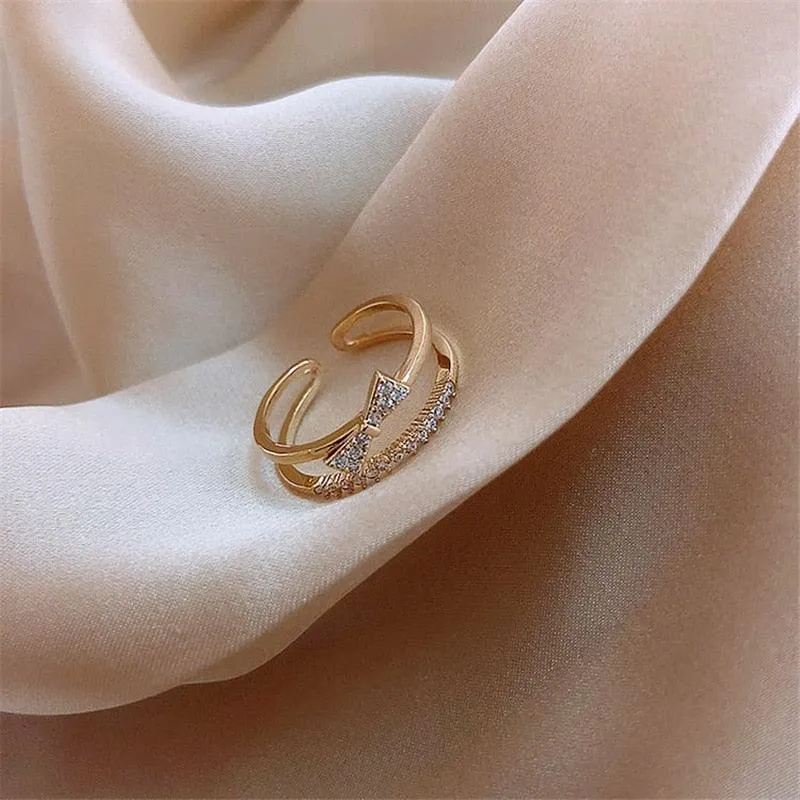 Luxury Gold Color Pearl Zircon Rings for Woman