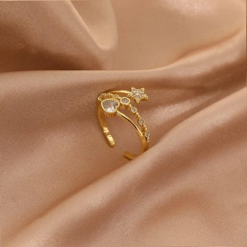 Luxury Gold Color Pearl Zircon Rings for Woman